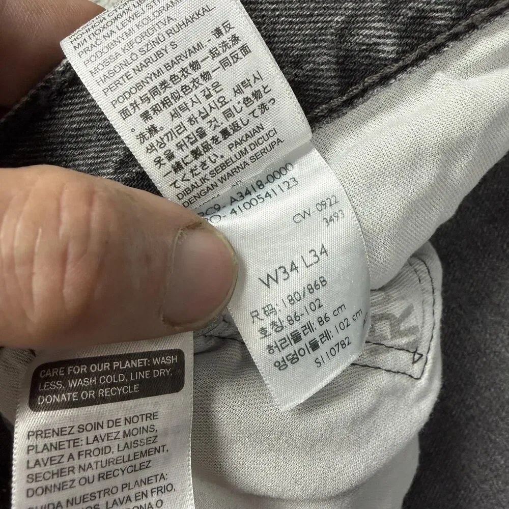 Levis 550 '92 Jeans Mens 34x32 Gray Relaxed Tapered Denim Charcoal Wash